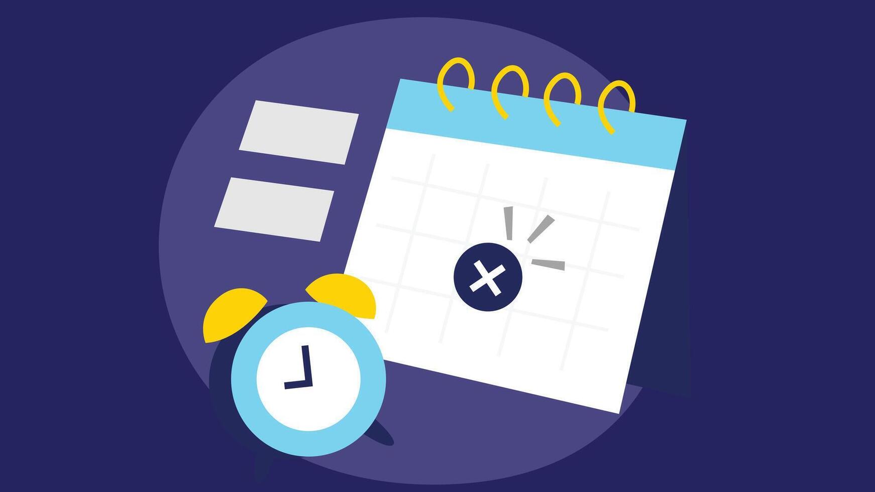 The calendar icon shows days, weeks, or months, while the alarm symbol, often resembling a clock or bell, signifies the importance of setting reminders vector