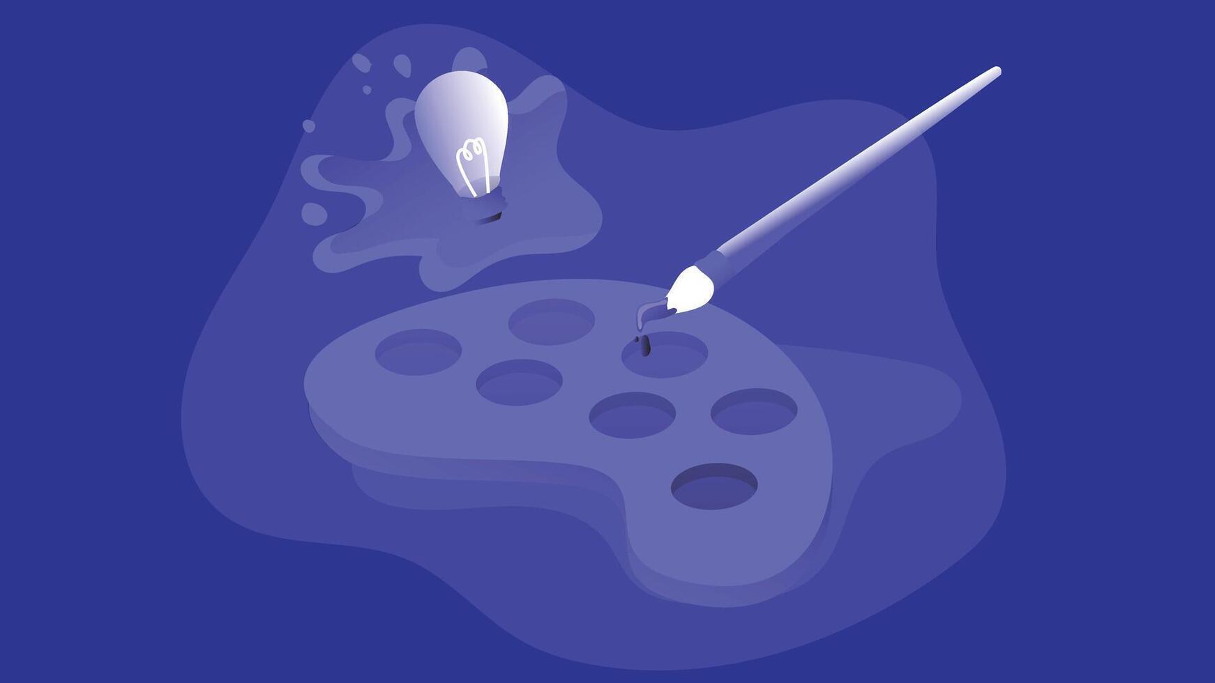 An illustration of a color paint palette accompanied by a paintbrush, symbolizing creativity and artistic expression vector