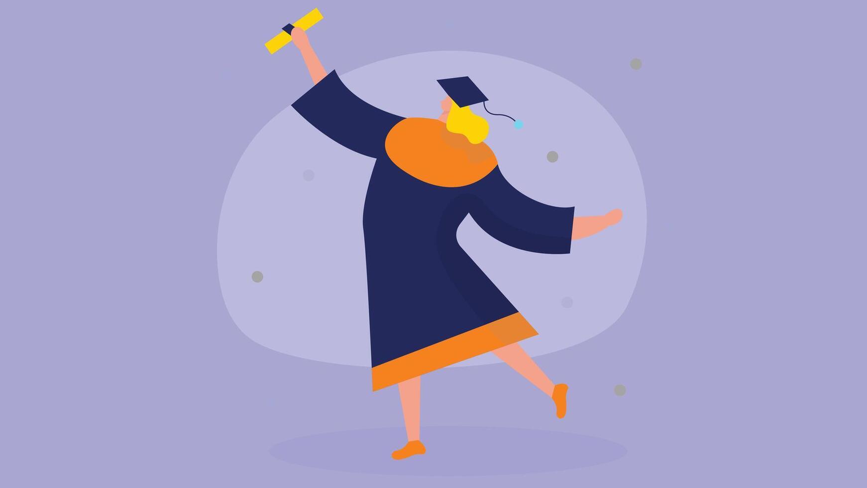 graduated girl from college holding her certificate isolated design vector