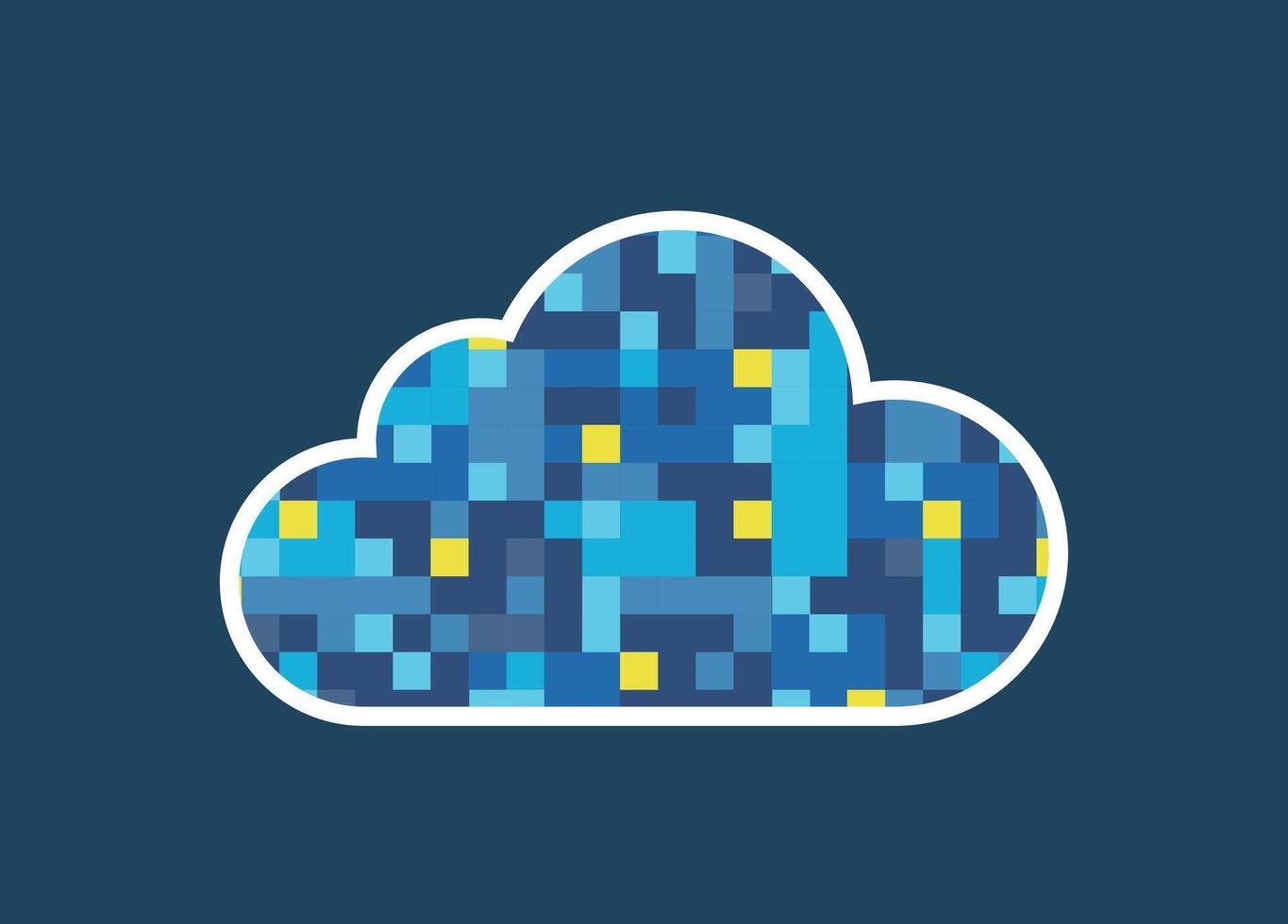 A blue and yellow cloud with a starry sky background vector