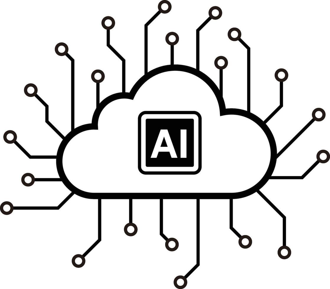 A cloud of computer code with the letters AI on it vector