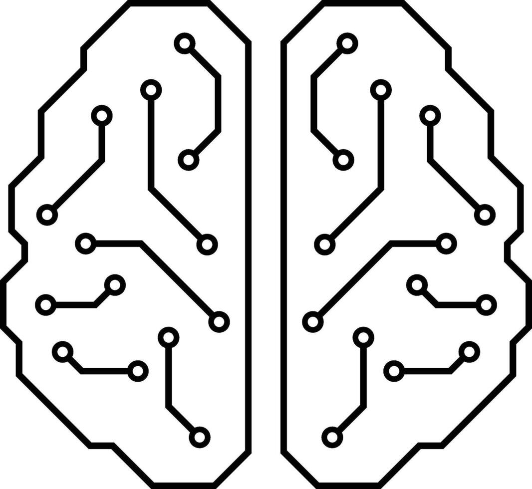 The image is of a brain with a lot of wires and circuits vector