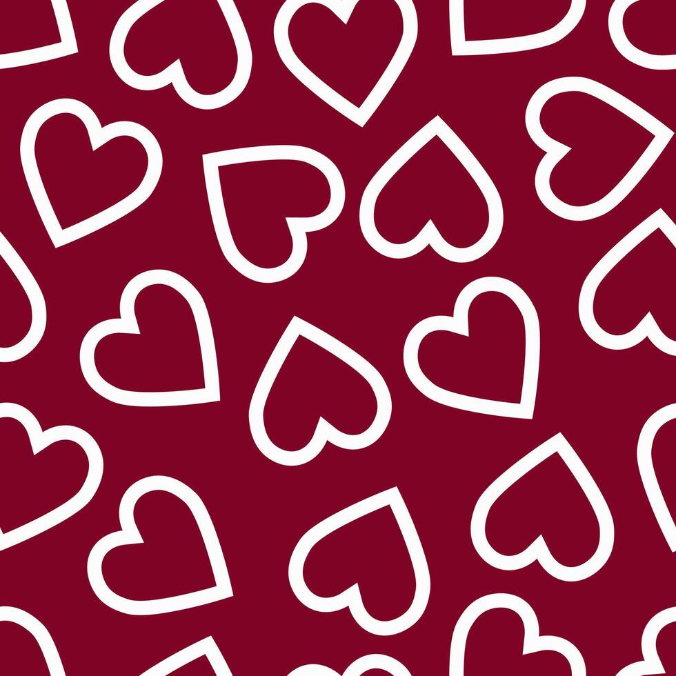 pattern with white hearts on red background.Valentines day vector