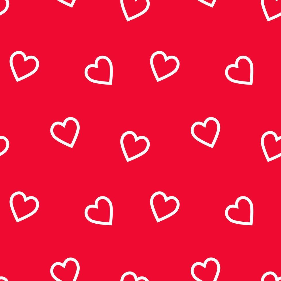 simple pattern with white hearts on red background.Valentines day vector