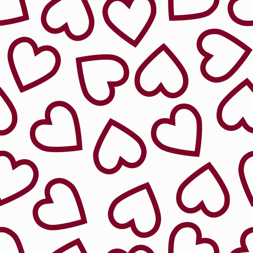 pattern with red hearts on white background.Valentines day vector