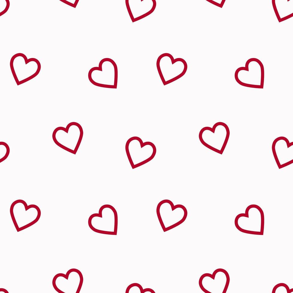 simple pattern with red hearts on white background.Valentines day vector