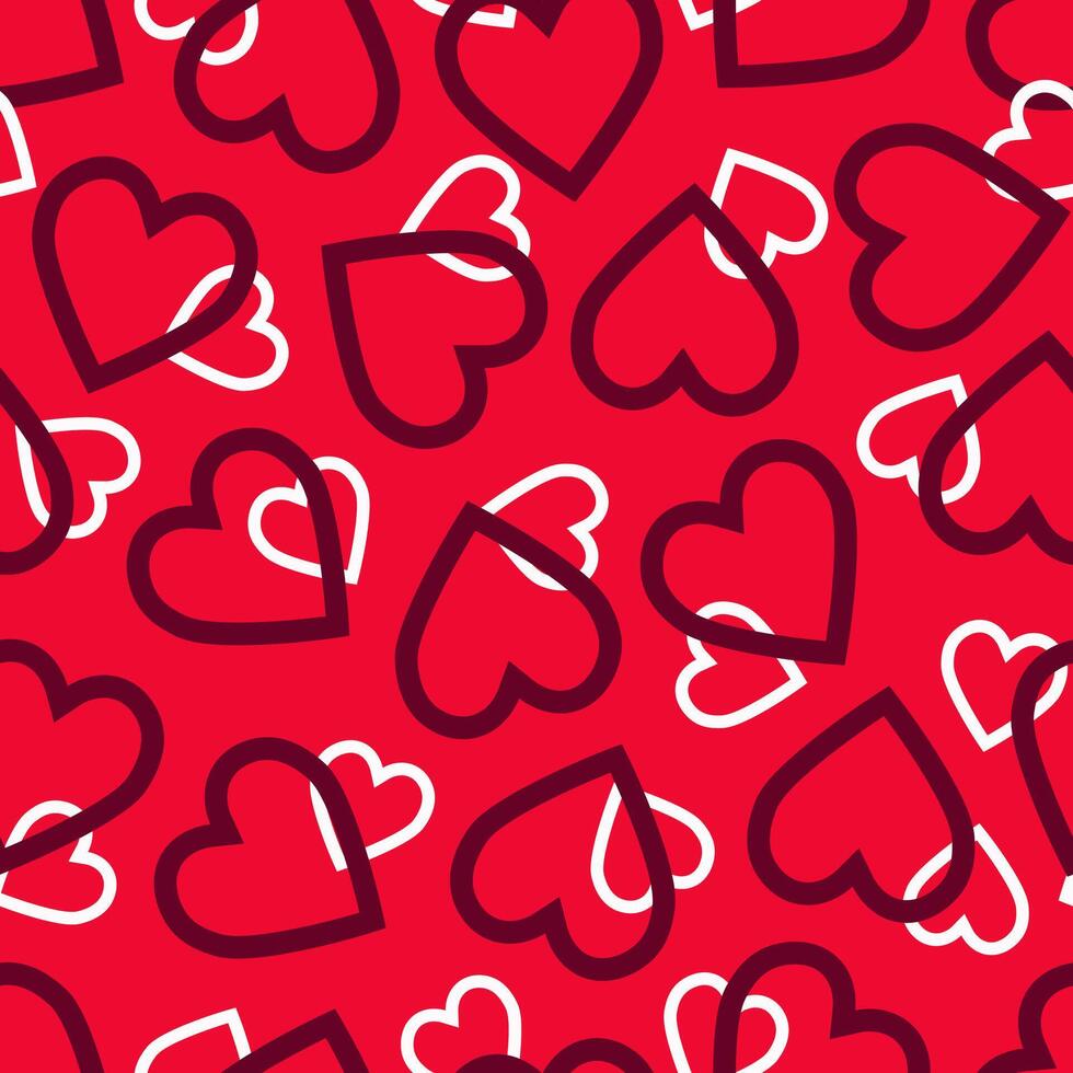 pattern with hearts on red background. Valentines day vector