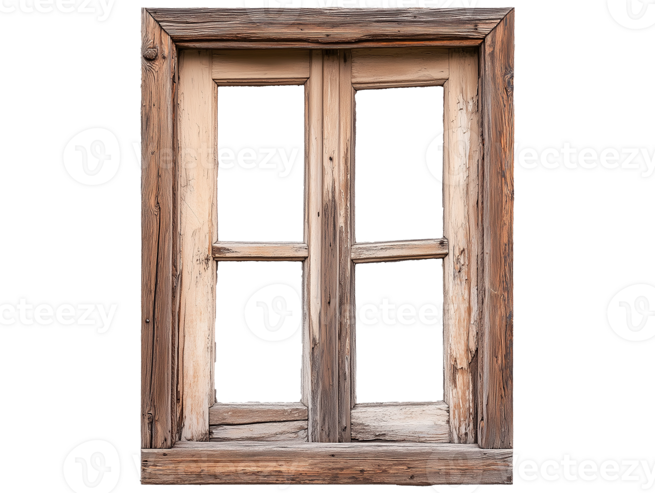 Old and rustic wooden window png