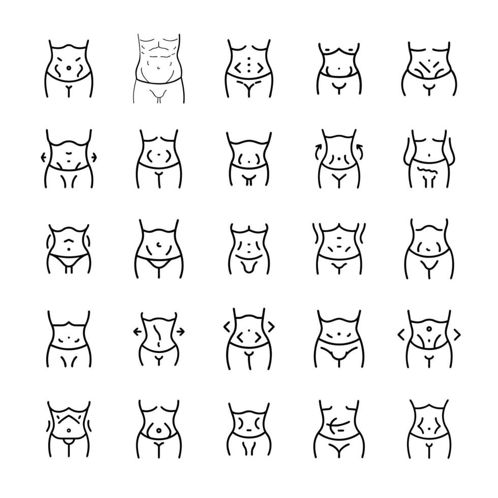 Abdomen icon set vector