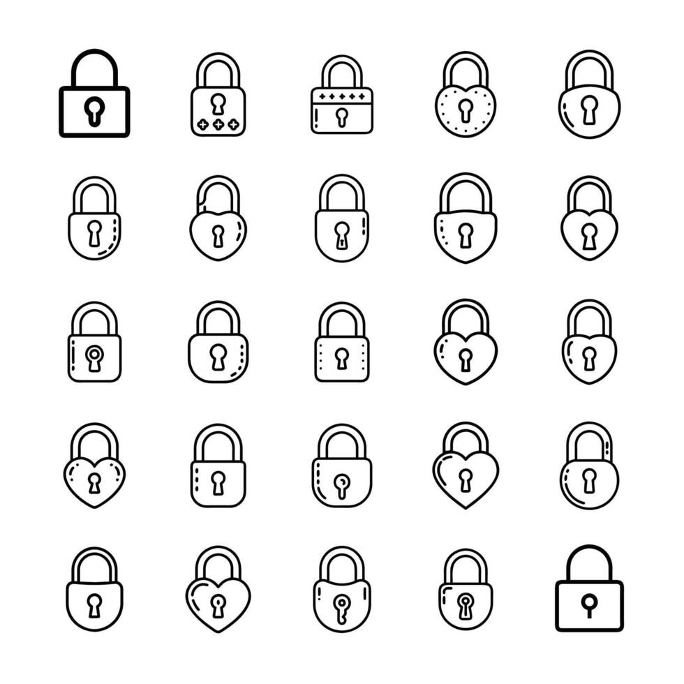 Lock icon set vector