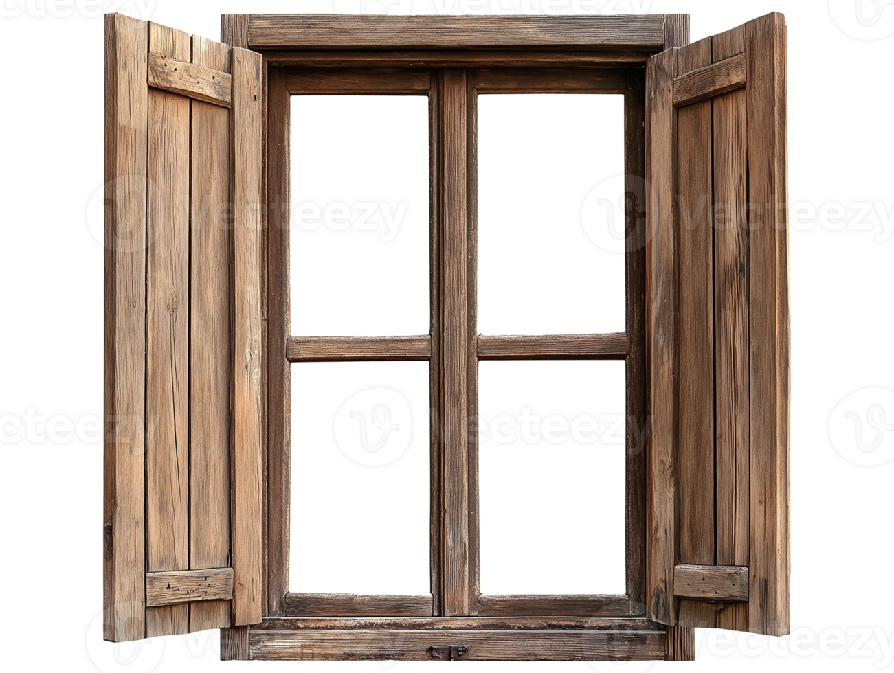 Old brown wooden window png