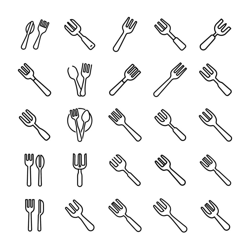 Flat fork icon set vector