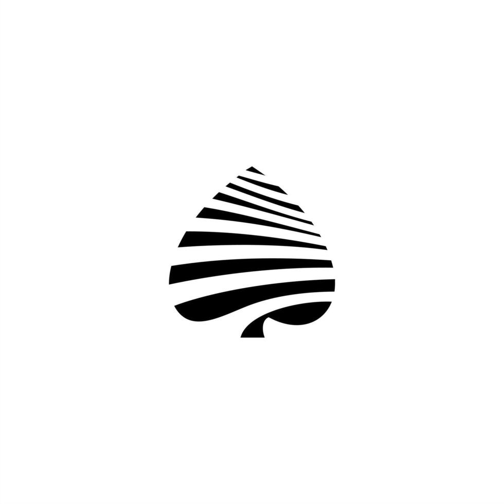 leaf abstract line logo, black white style graphic vector