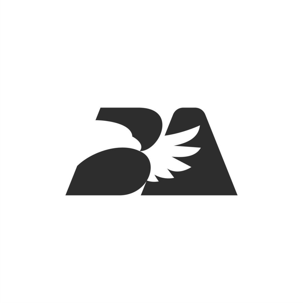 BA eagle wing logo, black white style graphic design. vector