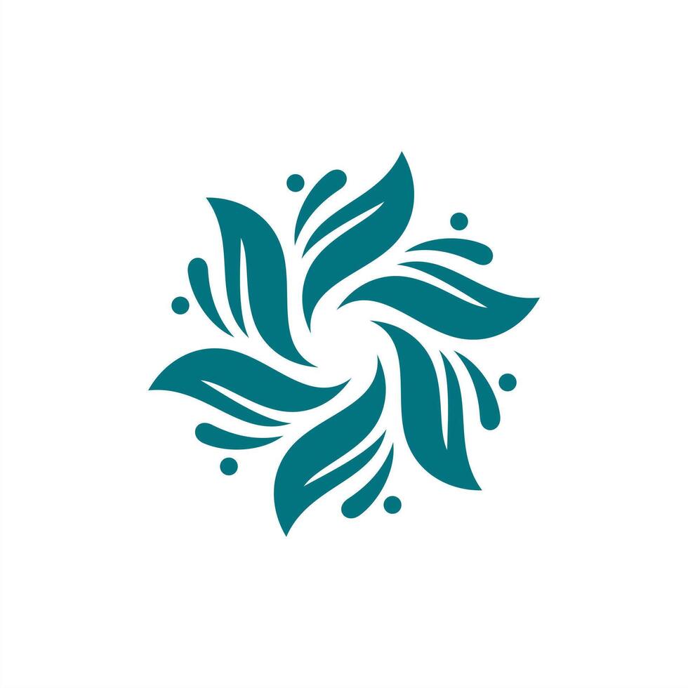 flower in leaf abstract circular logo vector