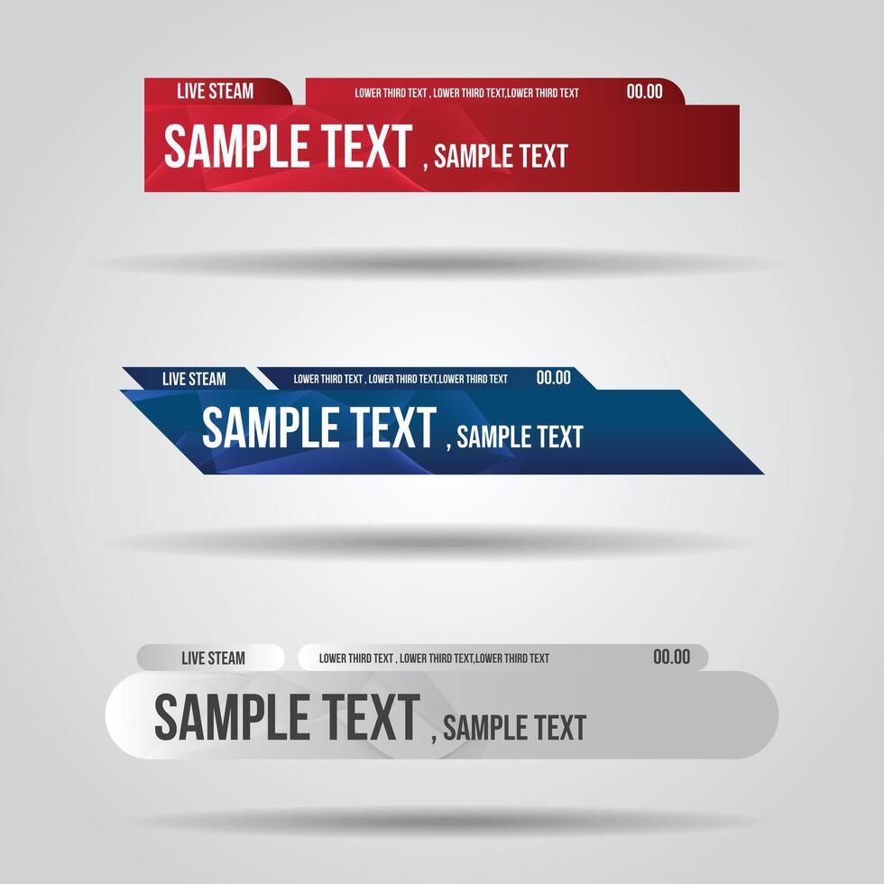 Lower third white and colorful design template modern contemporary. Set of banners bar screen broadcast bar name. vector