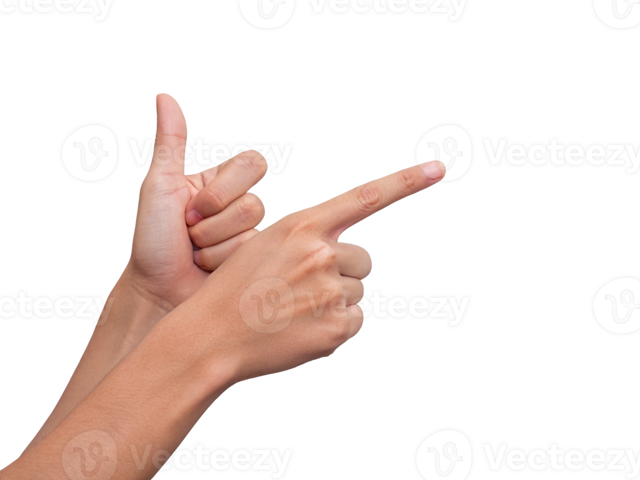 Hand Pose with Extended Index Finger Pointing Forward Transparent Background, Generated with AI png