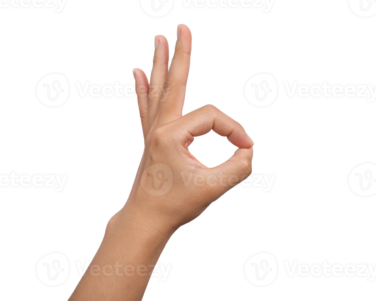 human hand making ok sign with thumb and index finger Transparent Background, Generated with AI png
