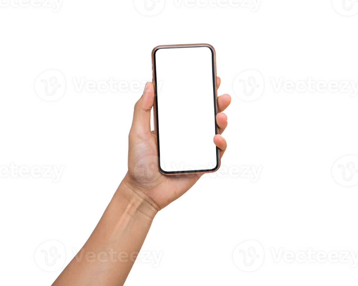 mobile phone screen mockup white smartphone display in hand Transparent Background, Generated with AI png