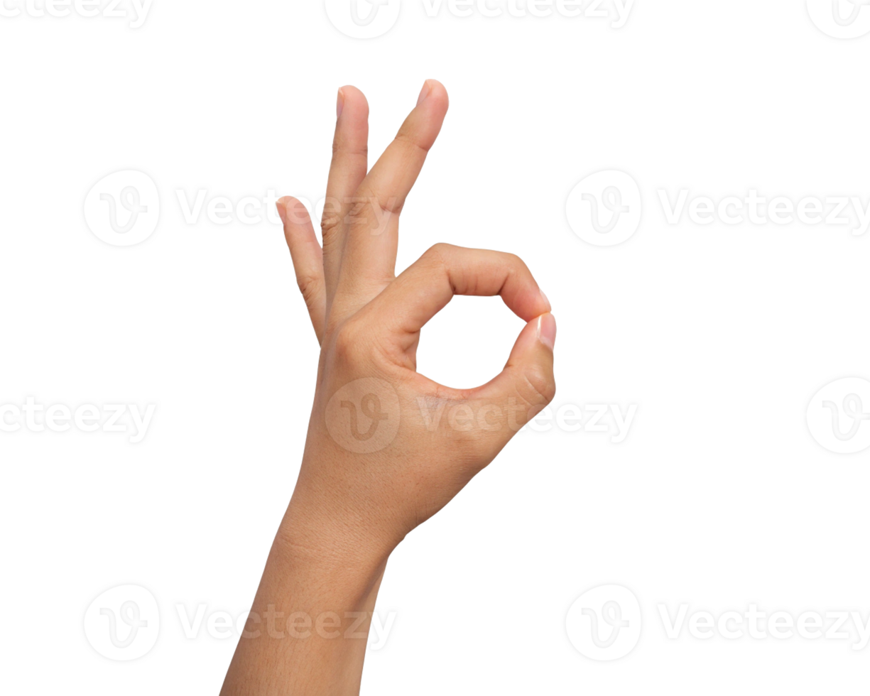 ok hand gesture thumb and index finger forming Transparent Background, Generated with AI png