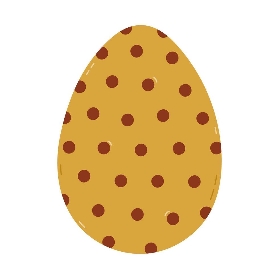Lovely cartoon painted egg with polka dot pattern for Easter egg hunt. Trendy hand drawn clipart for celebrating religious holiday. Easter spring doodle isolated on white for design, card, banner. vector