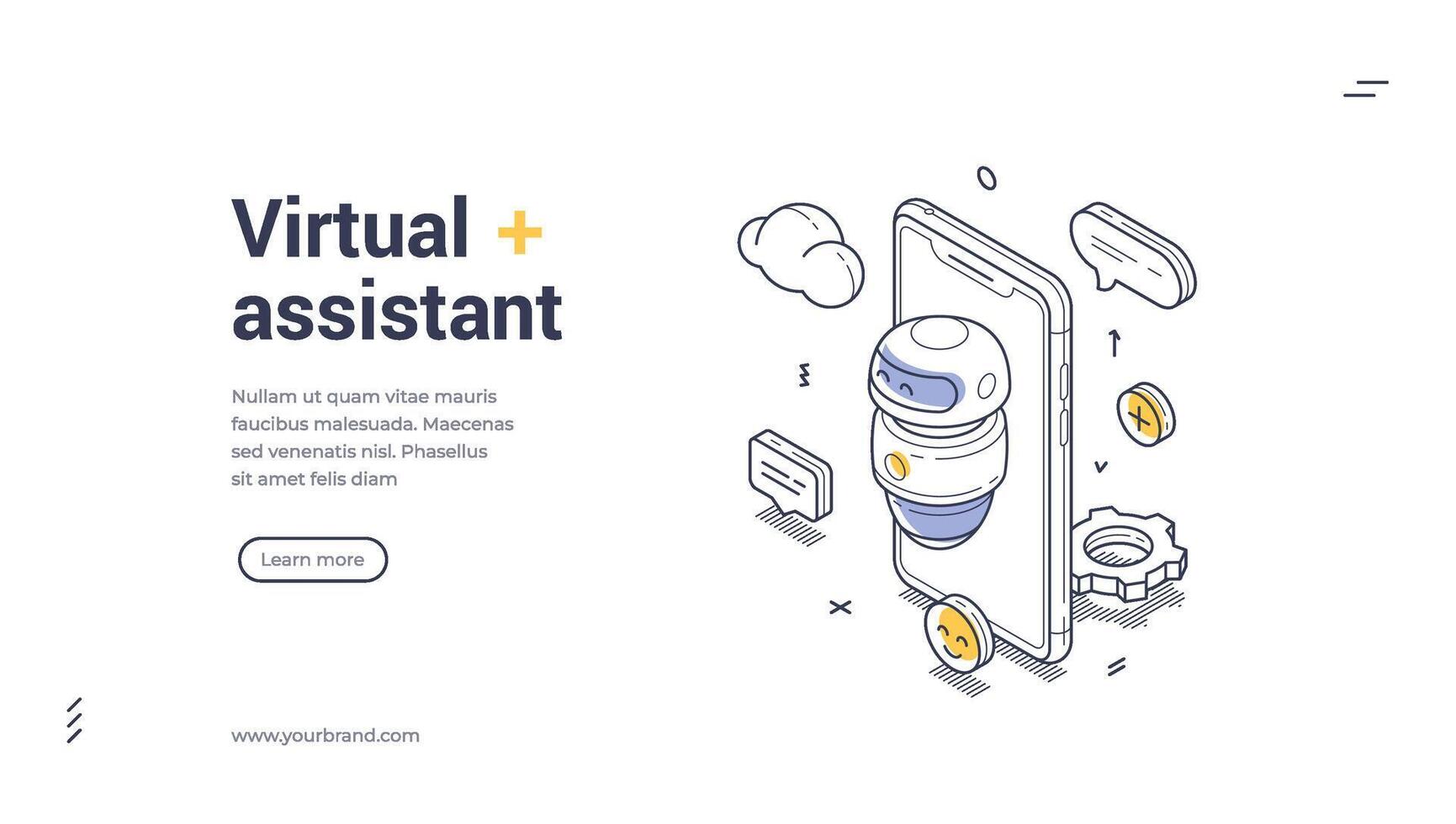 Friendly ai chat bot interacting with a smartphone design in a digital environment isometric web banner, landing page template vector