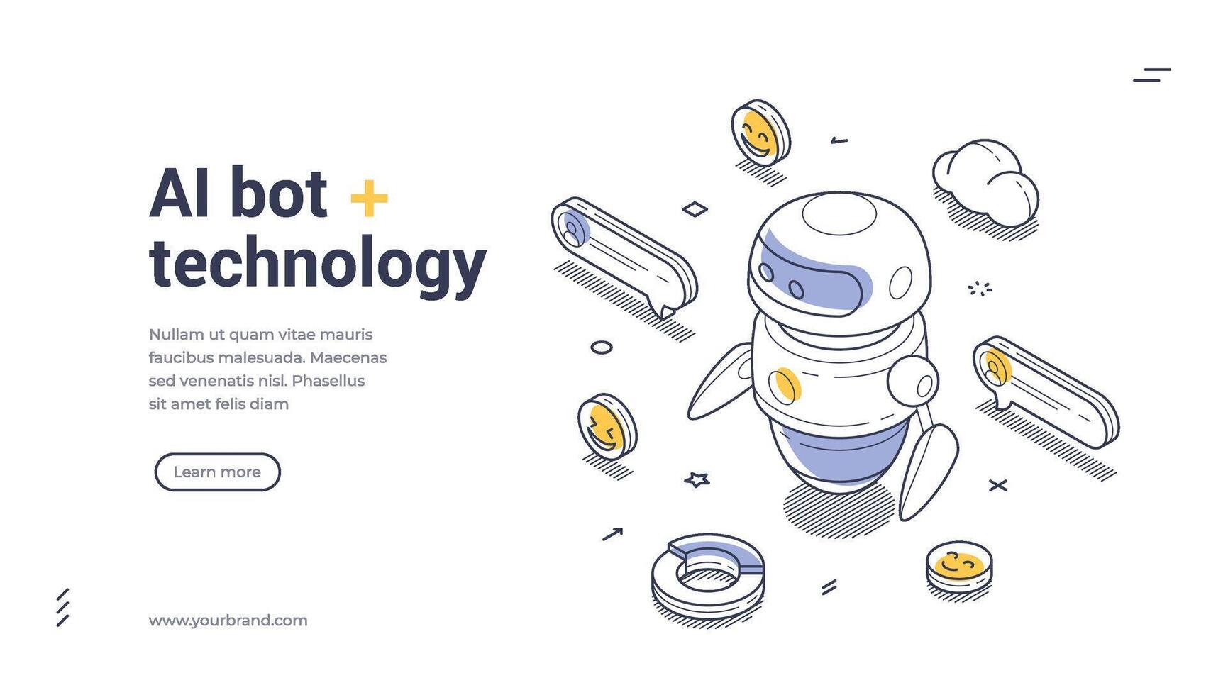 AI chat bot interacting within a digital environment featuring engaging design elements isometric web banner vector