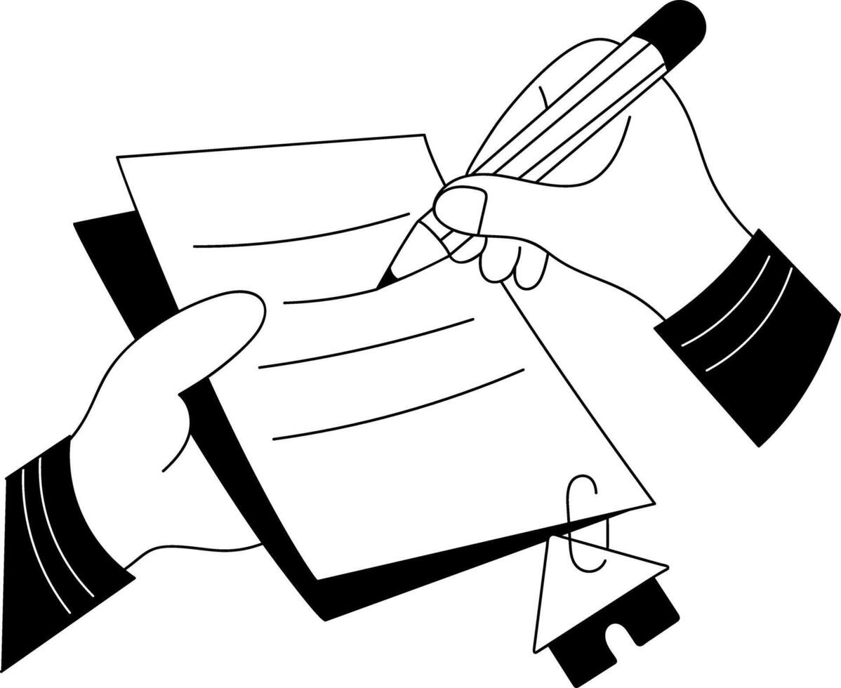 A glyph illustration of signing new home papers vector