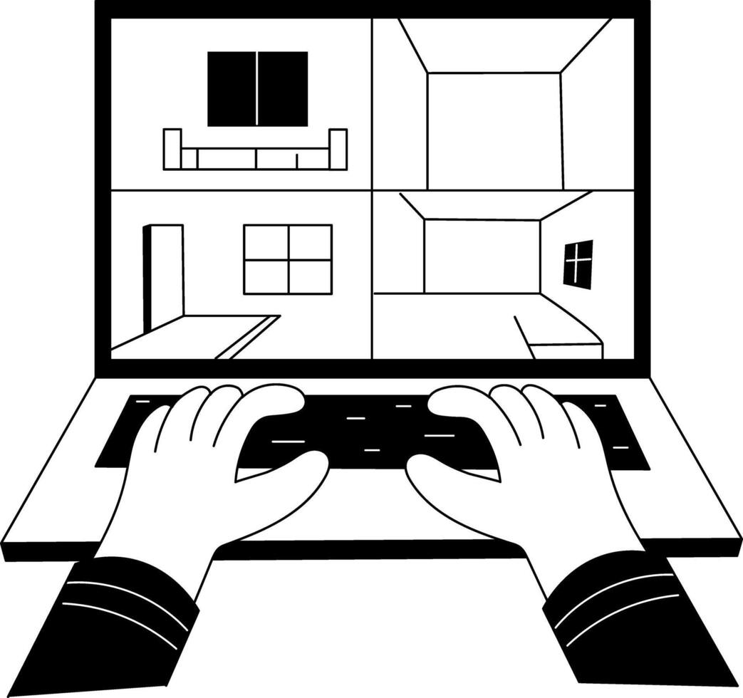 Digital property illustration in glyph style vector