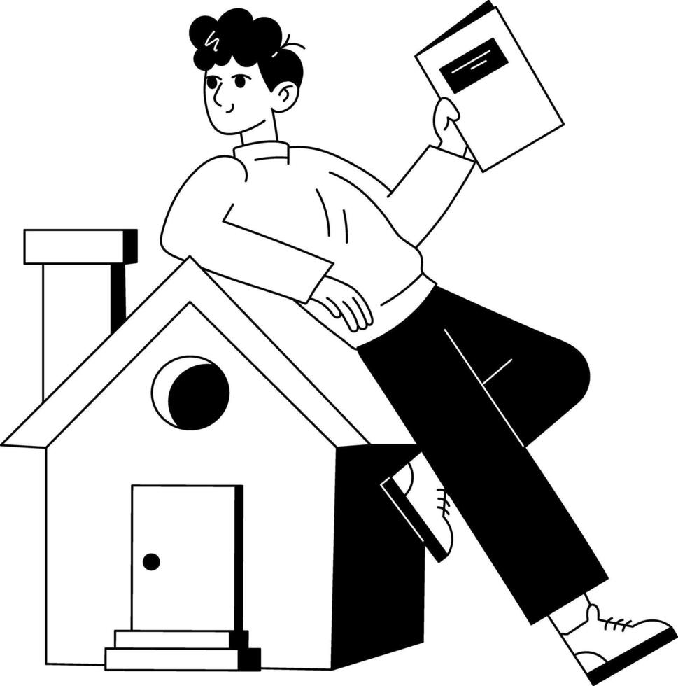 Home seller illustration in glyph style vector