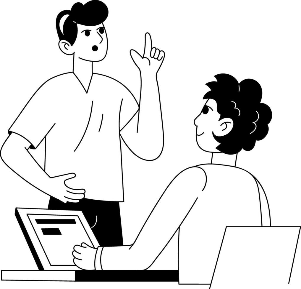 A broker dealing customer, glyph style illustration vector