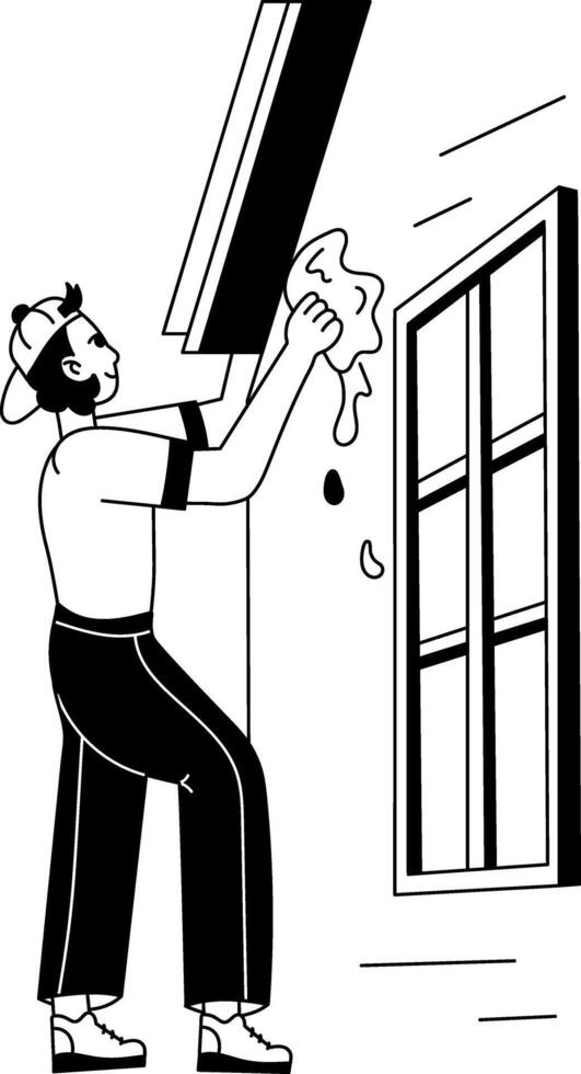 Housekeeping character illustration in glyph style vector