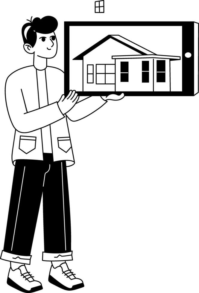 A glyph illustration of real estate agent vector