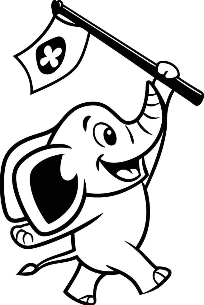 Cheerful Elephant Waving Flag - Royalty-Free Stock Illustration vector