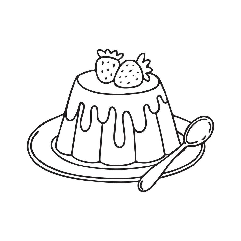 A scoop of strawberry jelly beside fresh strawberries, with a spoon resting nearby. vector