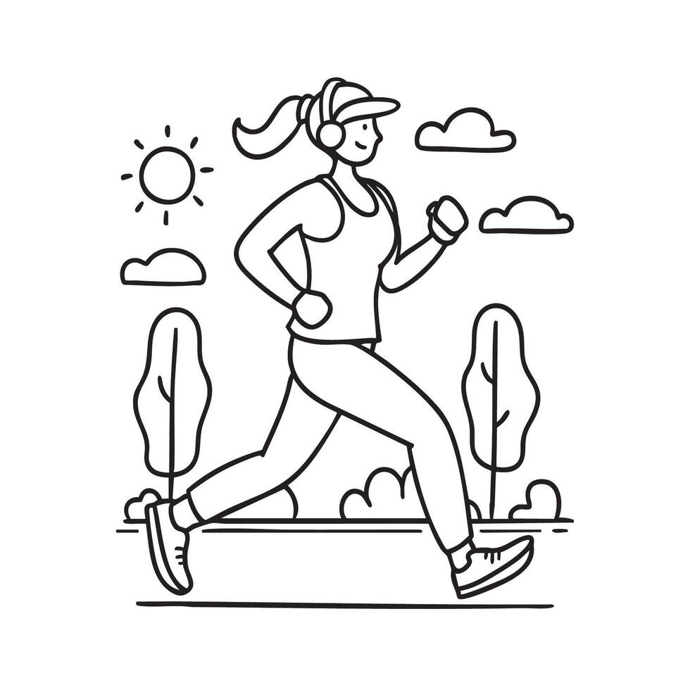 A jogger stretching before a morning run in the park as a water bottle rests nearby vector