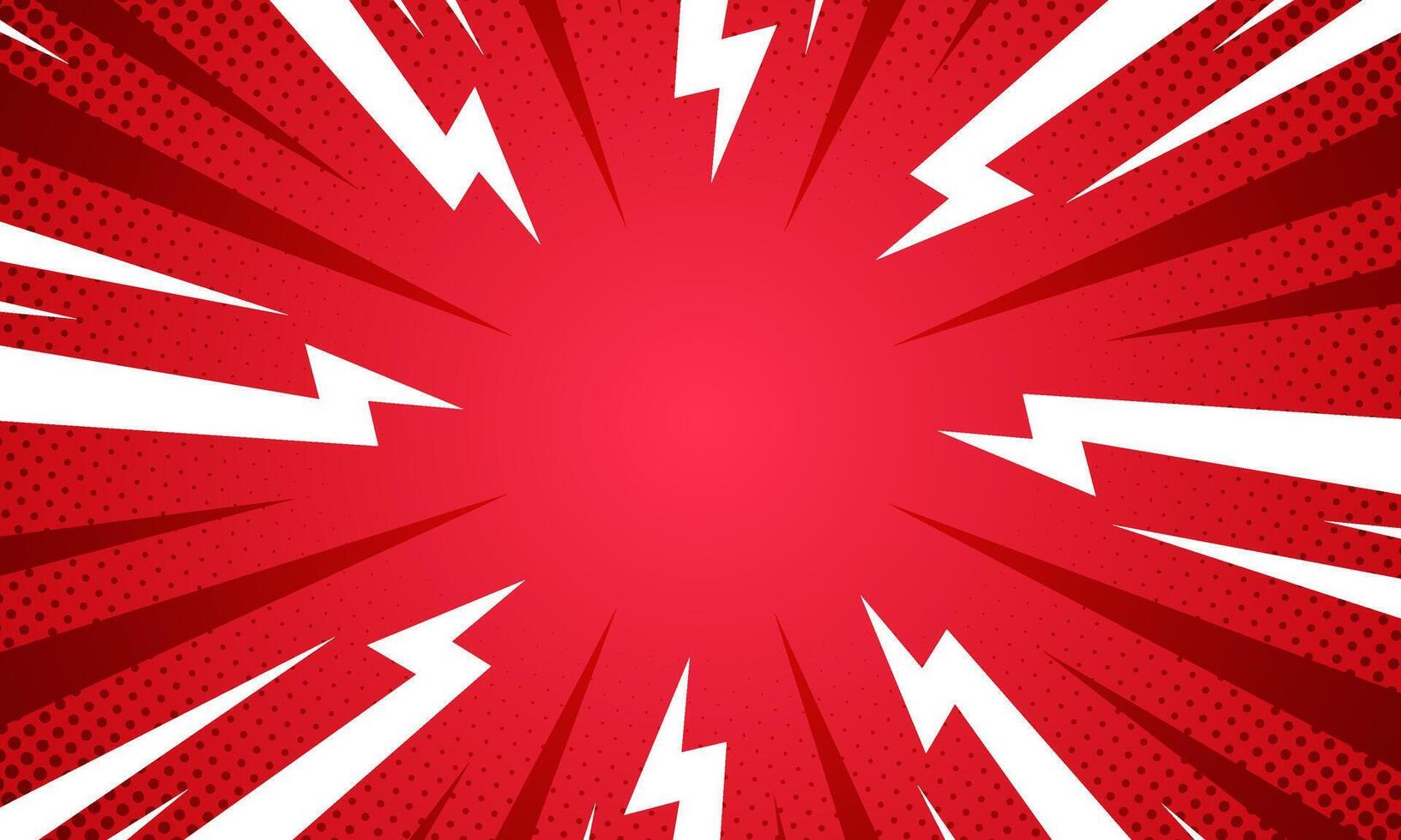 Cartoon retro style vibrant red sunburst background. vector