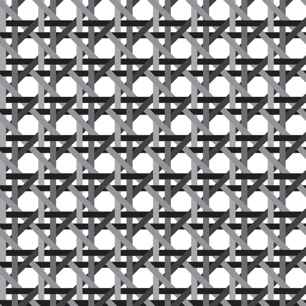 Monochrome Hexagon Bamboo Wood Weaving Pattern Background vector