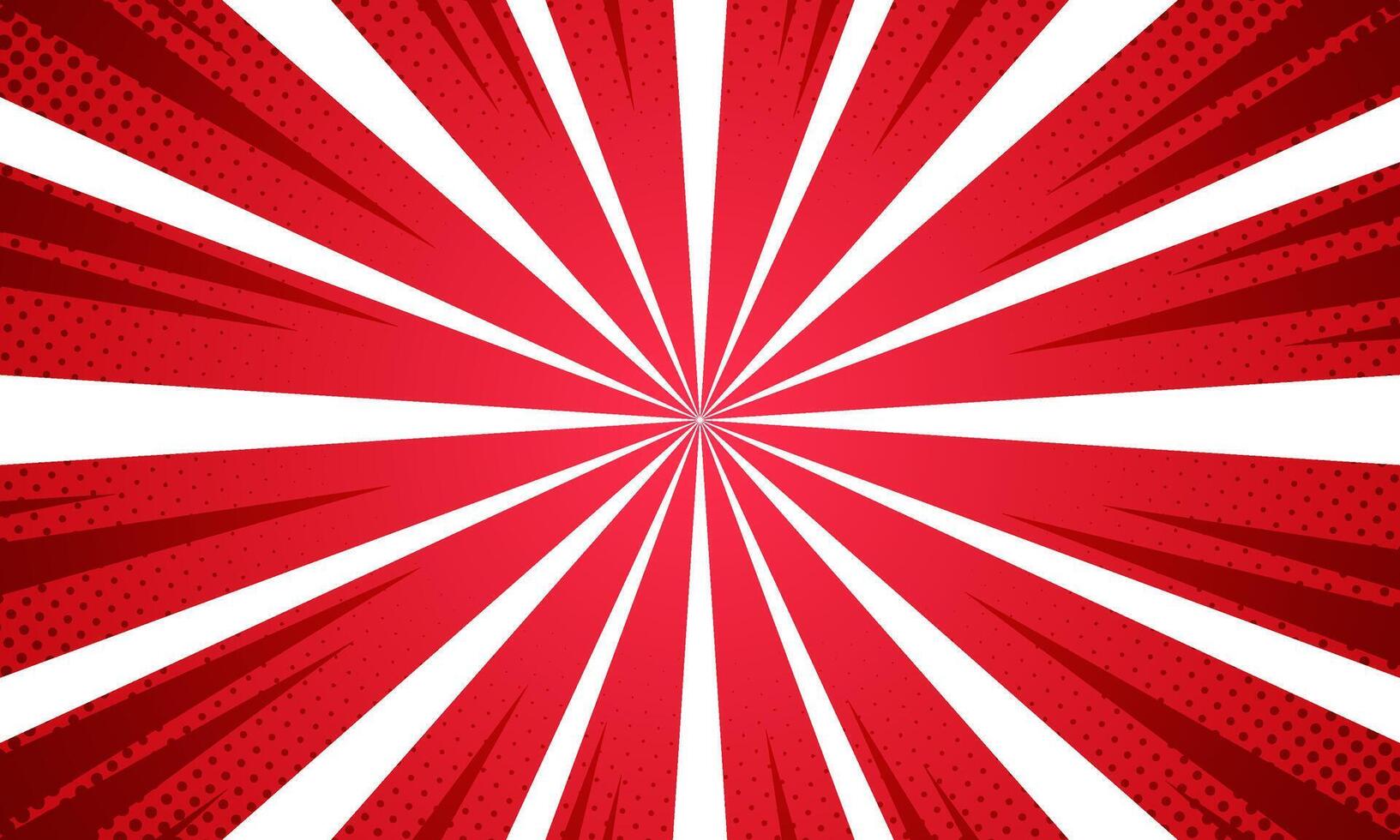 Cartoon style vibrant red sunburst background. vector