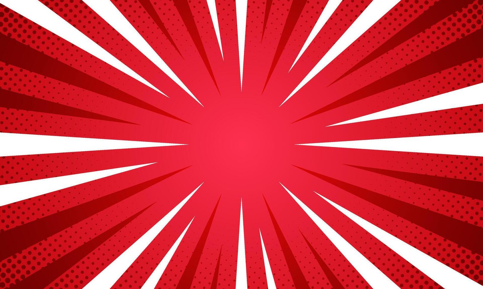 Comic style vibrant red sunburst background. vector