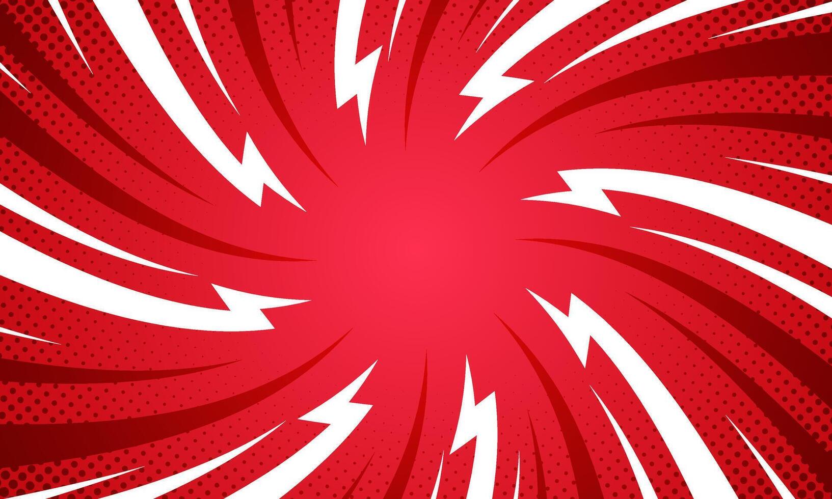 Cartoon comic style vibrant red sunburst background. vector