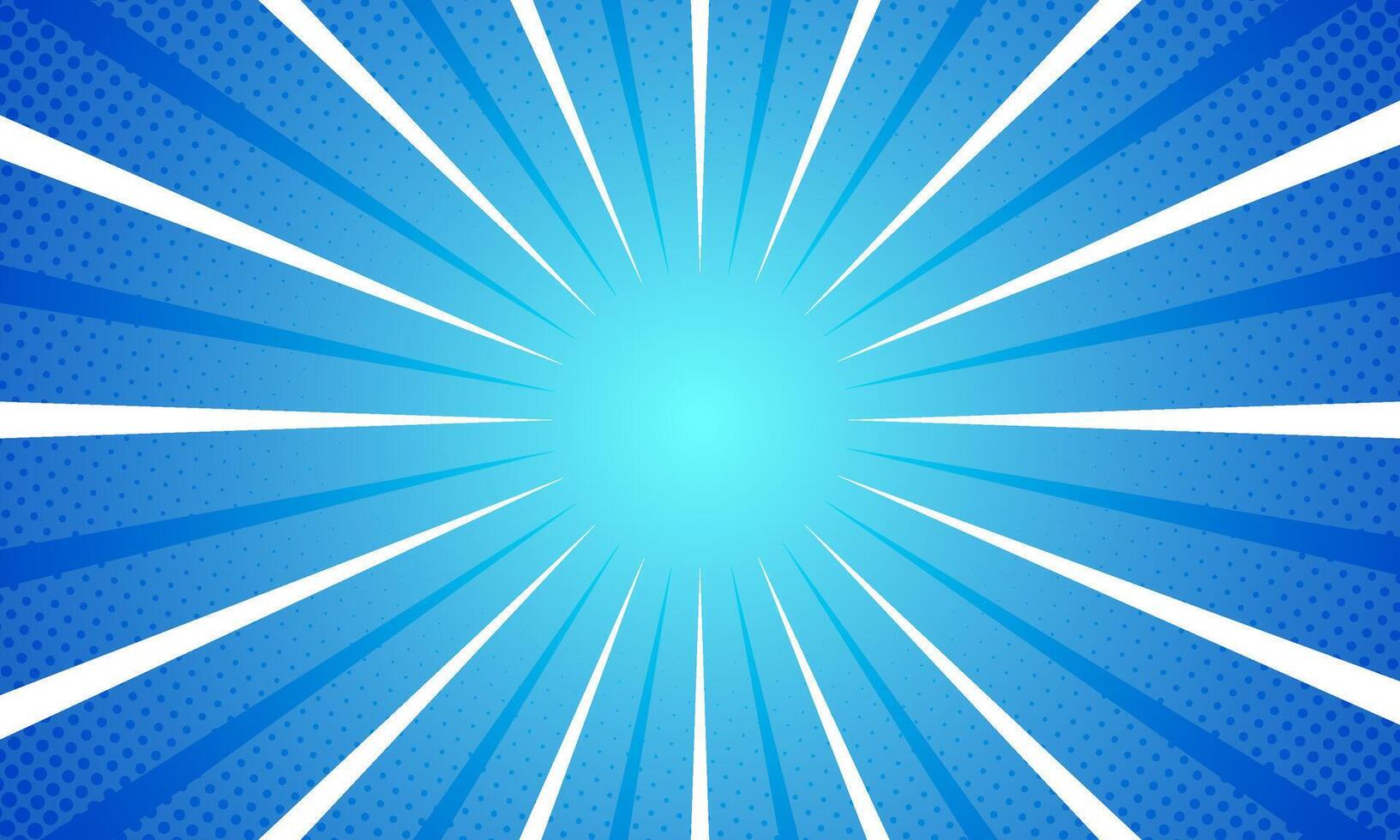 Cartoon style vibrant blue sunburst background. vector