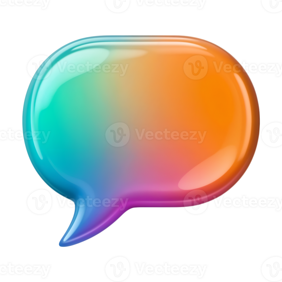 Teal to Orange Gradient 3D Speech Bubble Icon on Transparent Background png