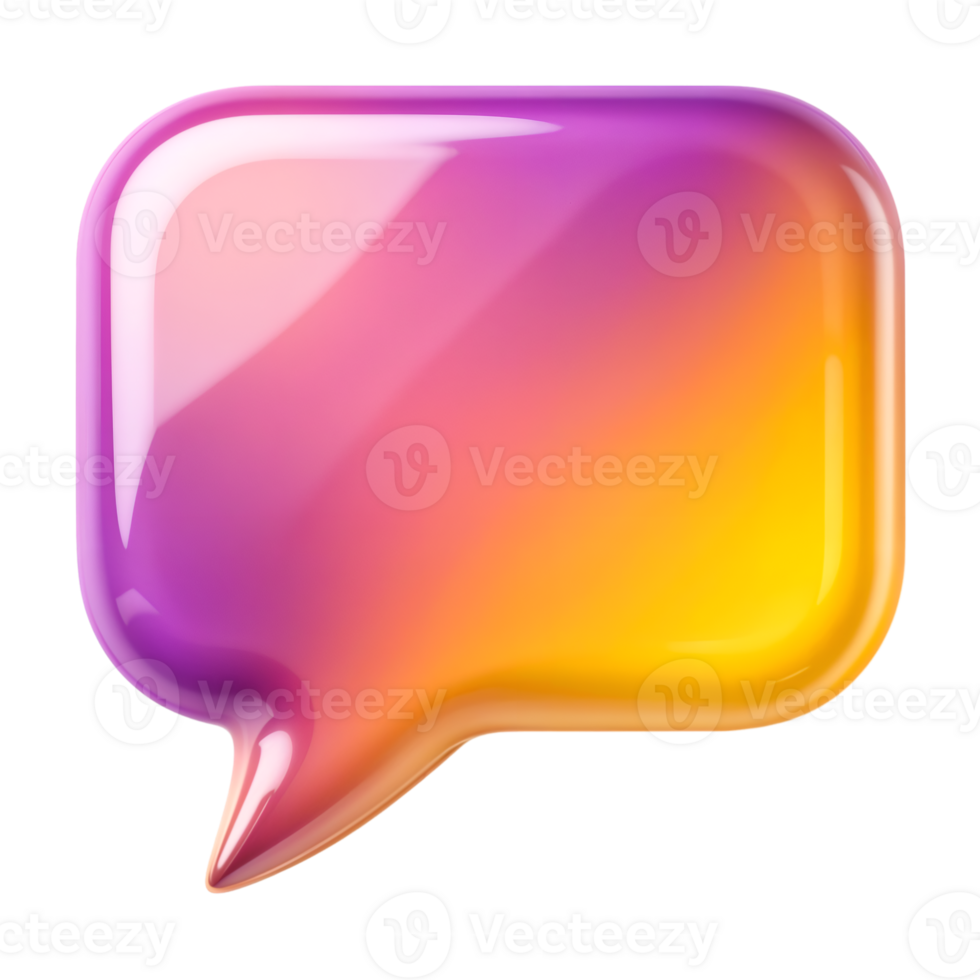 Gradient Purple to Yellow 3D Speech Bubble Icon on Transparent Background png
