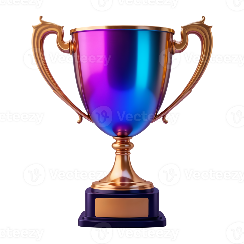 Glossy Gradient Trophy Icon in Purple and Gold on Transparent Background png