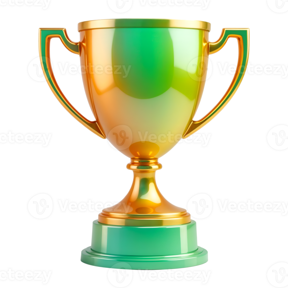 Glossy Gradient Trophy Icon in Green and Orange on Transparent Background png
