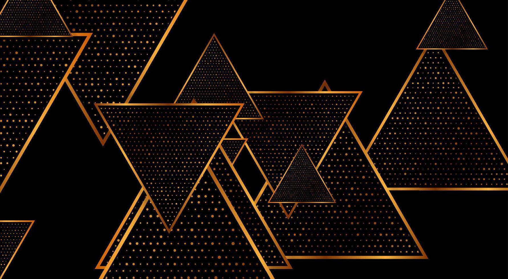 Black and golden triangles abstract tech background vector
