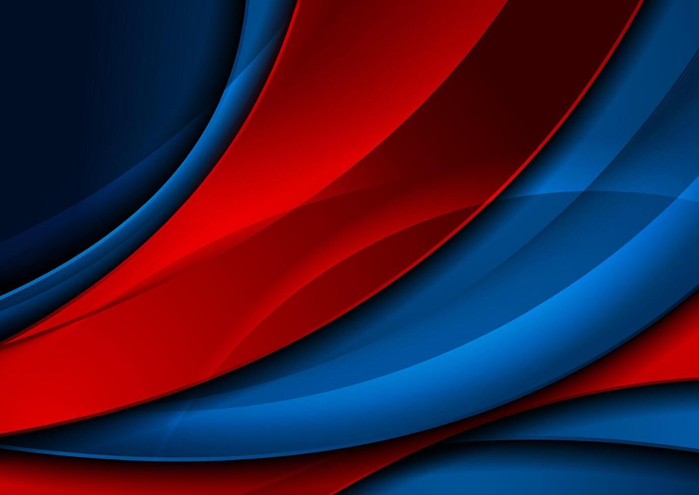 Bright blue and red abstract glossy waves corporate background vector
