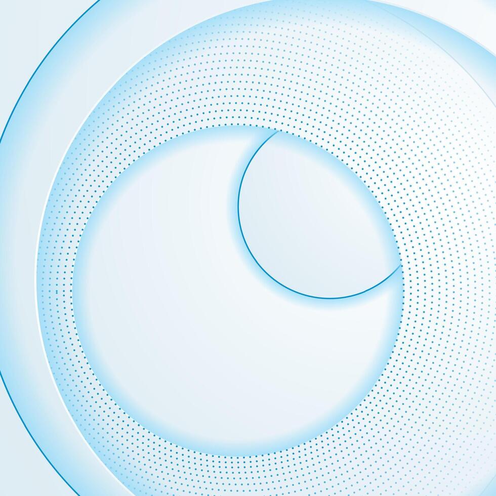White geometric circles with blue dotted lines abstract background vector