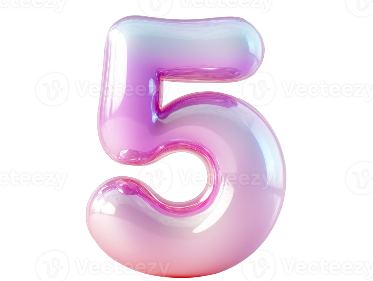 Vibrant number five in glossy pink gradient png